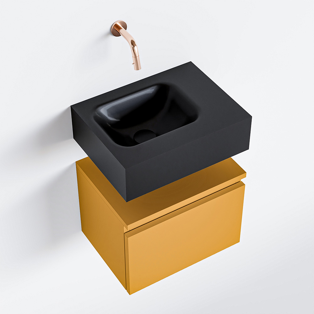 MONDIAZ ANDOR 40cm toiletmeubel ocher. LEX 40cm wastafel urban links geen kraangat