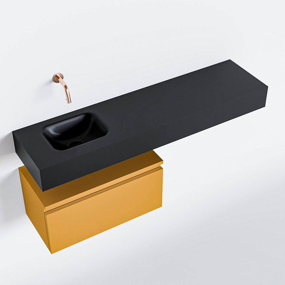 MONDIAZ ANDOR 60cm toiletmeubel ocher. LEX 120cm wastafel urban links geen kraangat