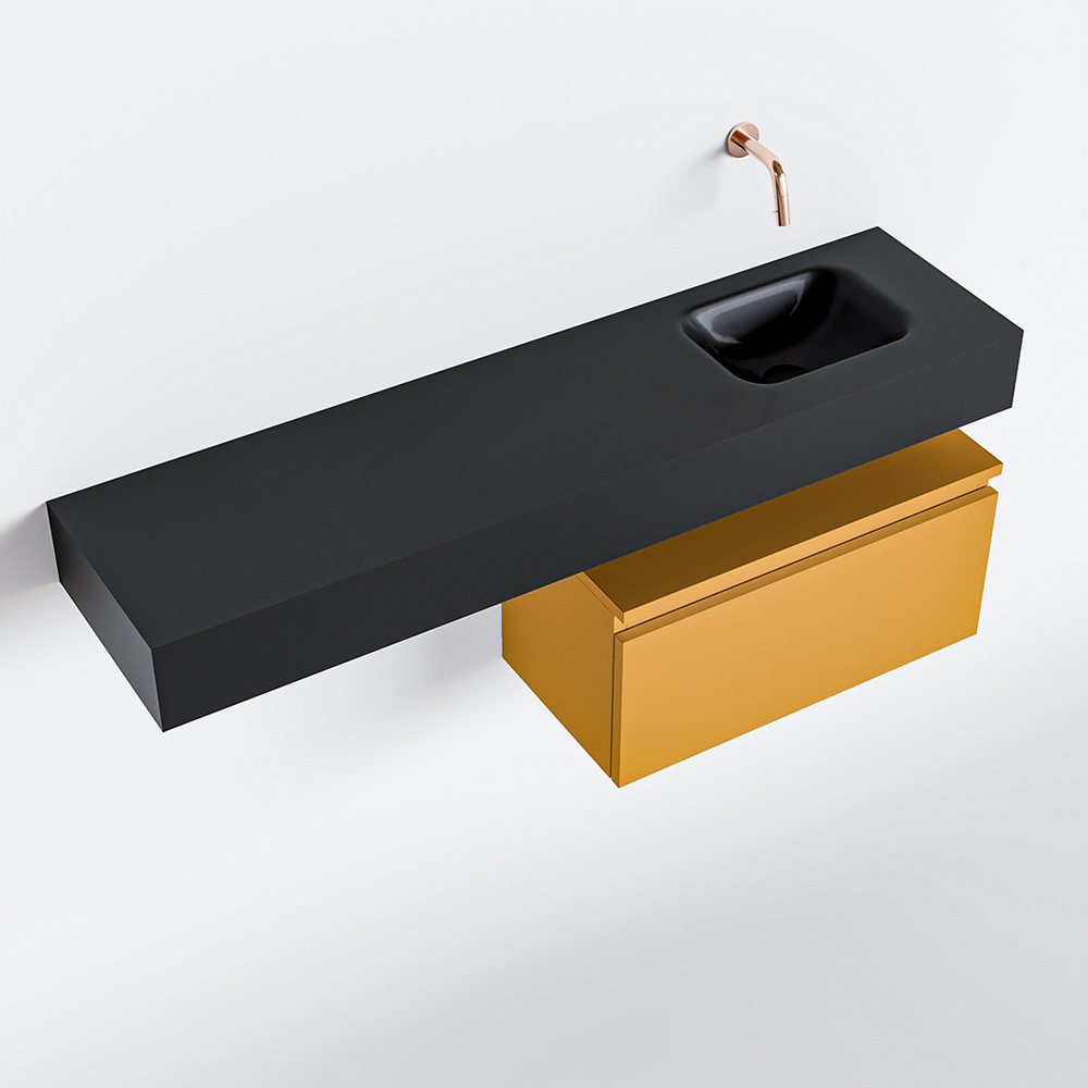 MONDIAZ ANDOR 60cm toiletmeubel ocher. LEX 120cm wastafel urban rechts geen kraangat