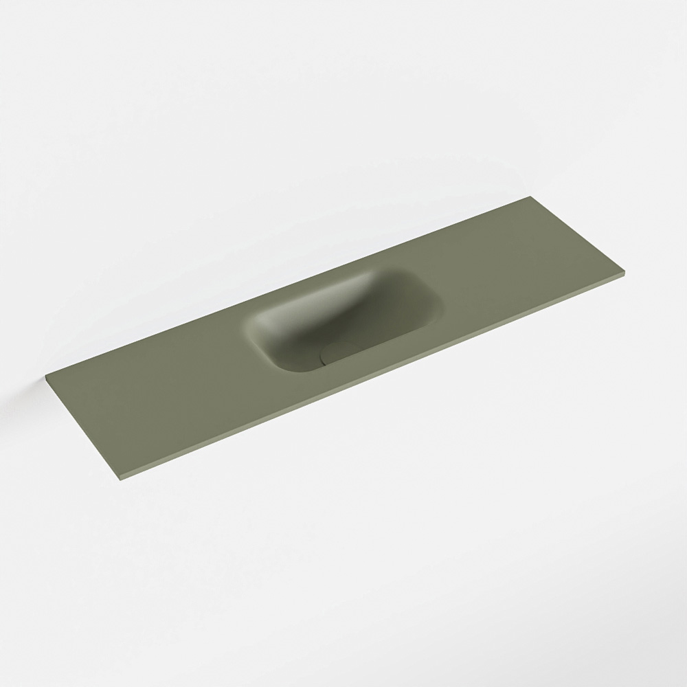 MONDIAZ EDEN Army solid surface inleg wastafel voor toiletmeubel 80cm. Positie wasbak midden