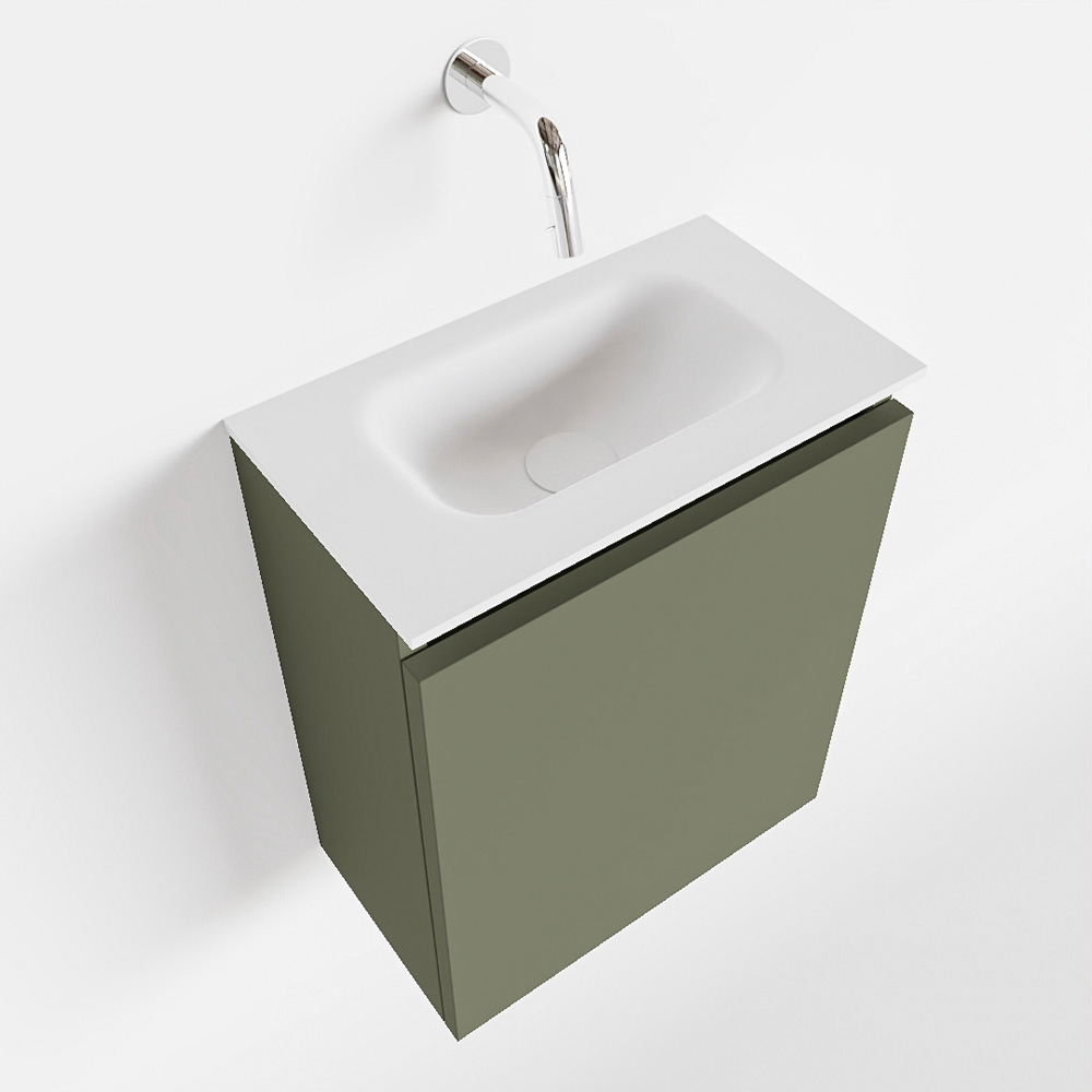 MONDIAZ TURE 40cm toiletmeubel army. EDEN wastafel talc midden geen kraangat