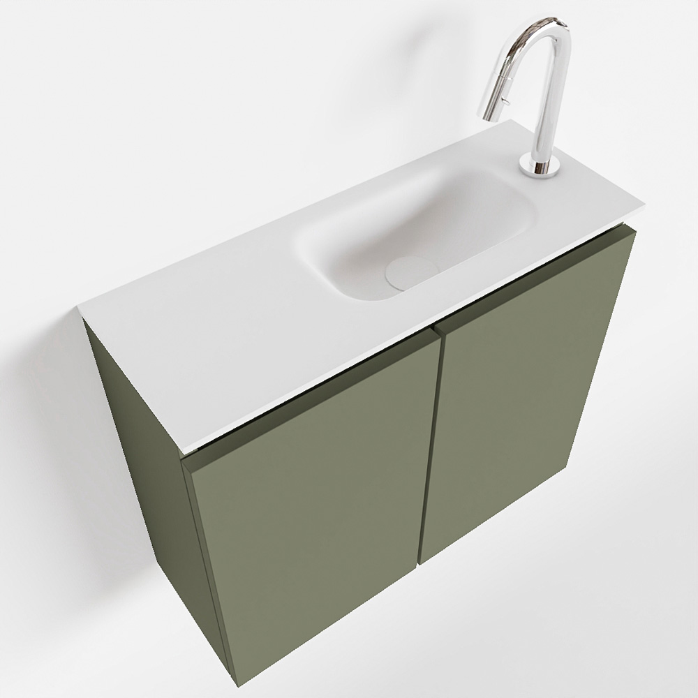 MONDIAZ TURE 60cm toiletmeubel army. EDEN wastafel talc rechts 1 kraangat