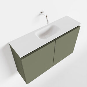 MONDIAZ TURE 80cm toiletmeubel army. EDEN wastafel talc midden geen kraangat