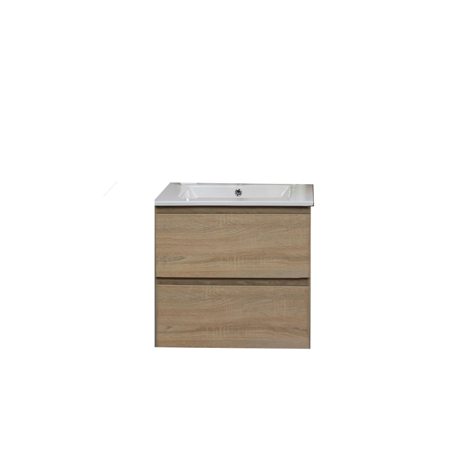 Badkamermeubel BWS Pepper Wastafel Porselein Incl Spiegel En Kraangat 60x55x46 cm Eiken