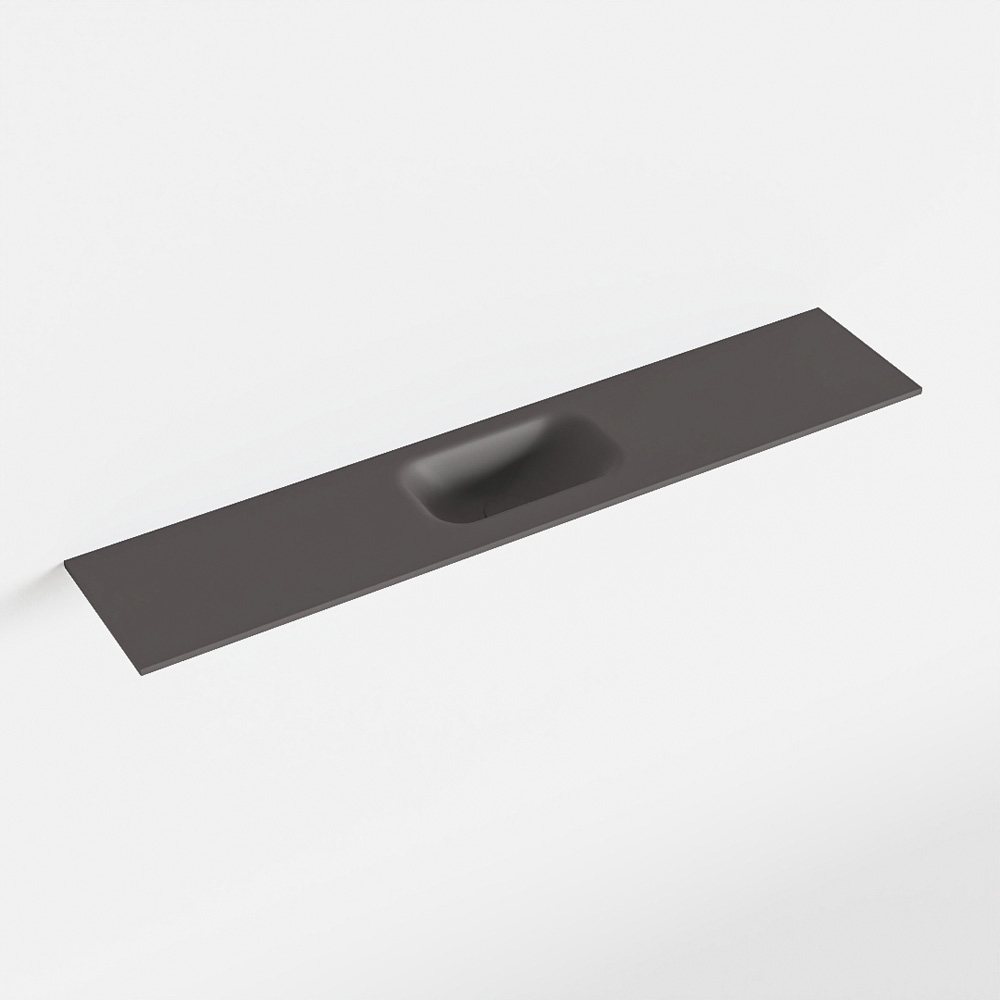 MONDIAZ EDEN Dark_grey solid surface inleg wastafel voor toiletmeubel 110cm. Positie wasbak midden