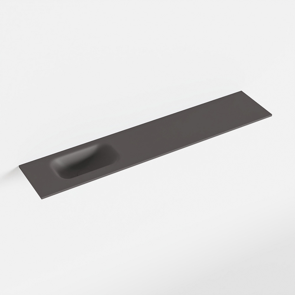 MONDIAZ EDEN Dark_grey solid surface inleg wastafel voor toiletmeubel 110cm. Positie wasbak links