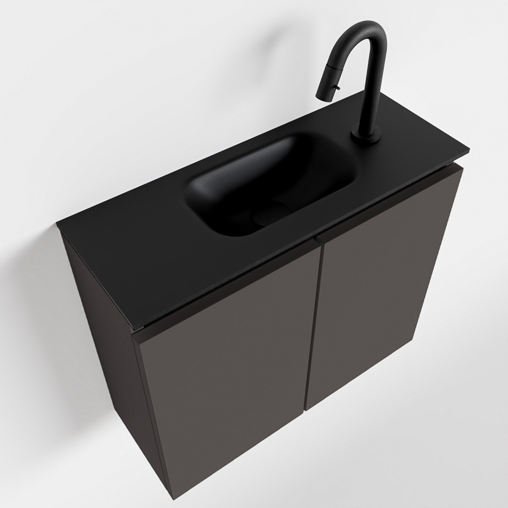 MONDIAZ TURE 60cm toiletmeubel dark grey. EDEN wastafel urban midden 1 kraangat