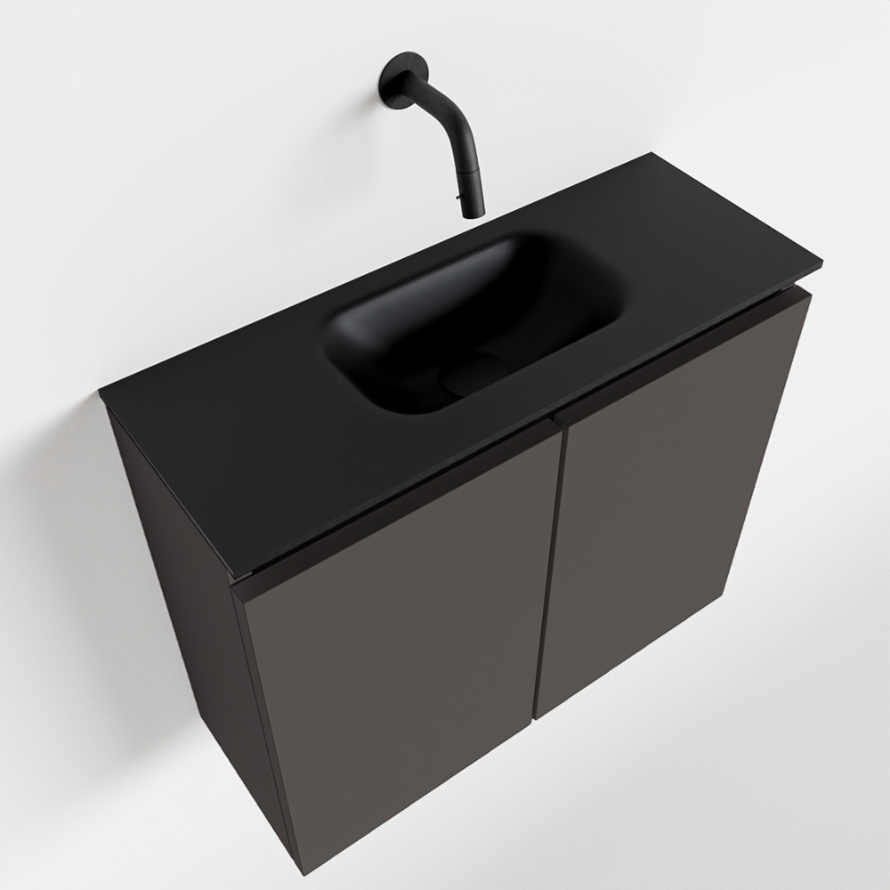MONDIAZ TURE 60cm toiletmeubel dark grey. EDEN wastafel urban midden geen kraangat