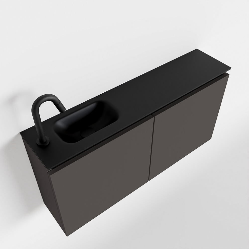 MONDIAZ TURE 100cm toiletmeubel dark grey. EDEN wastafel urban links 1 kraangat