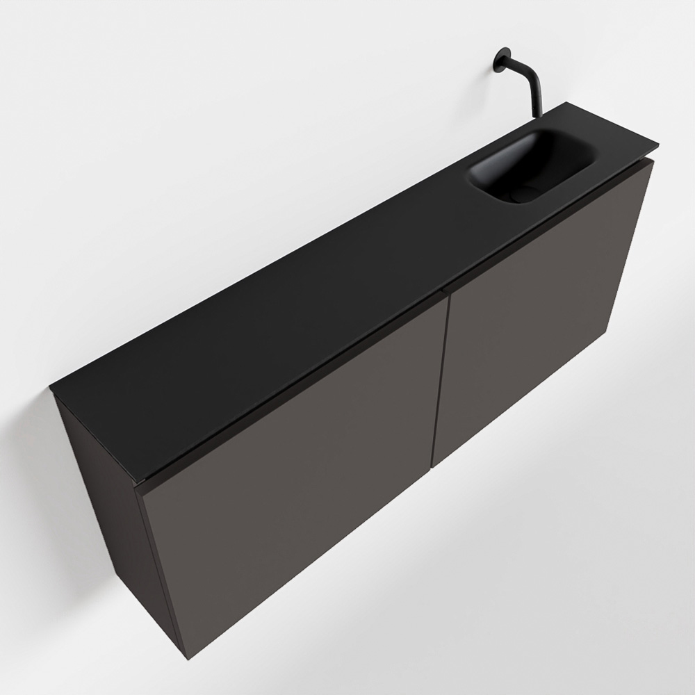 MONDIAZ TURE 120cm toiletmeubel dark grey. EDEN wastafel urban rechts geen kraangat