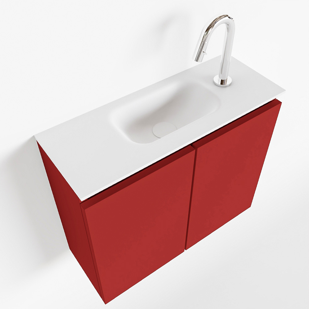 MONDIAZ TURE 60cm toiletmeubel fire. EDEN wastafel talc midden 1 kraangat