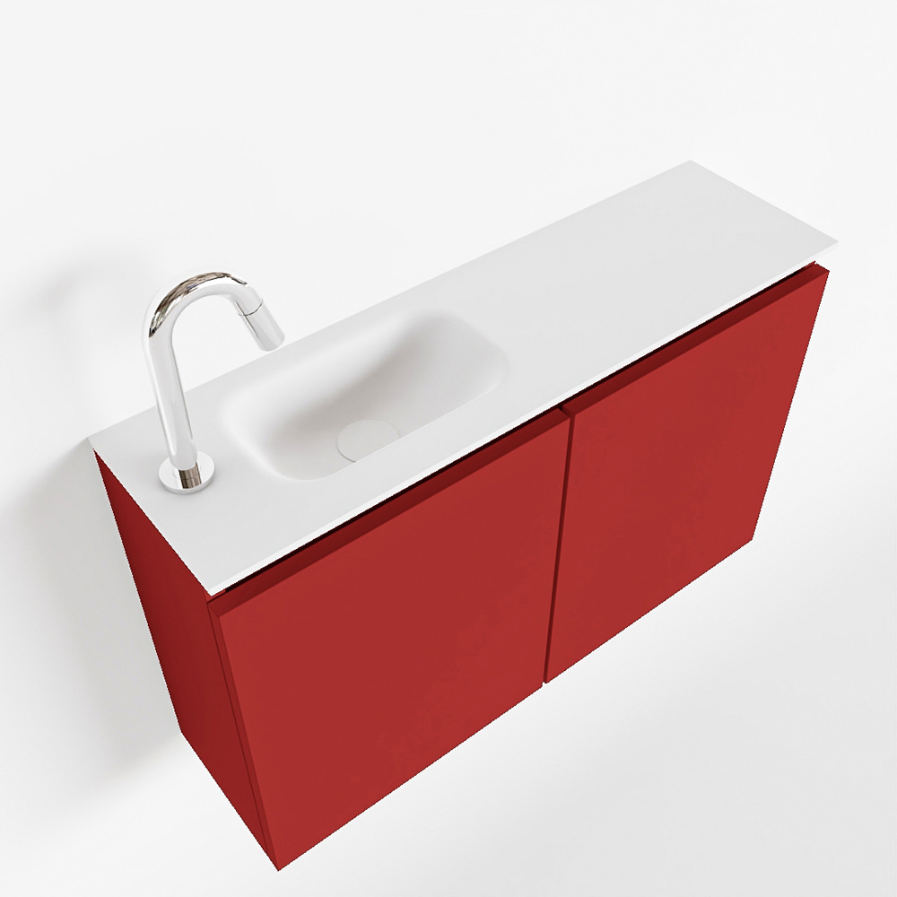 MONDIAZ TURE 80cm toiletmeubel fire. EDEN wastafel talc links 1 kraangat
