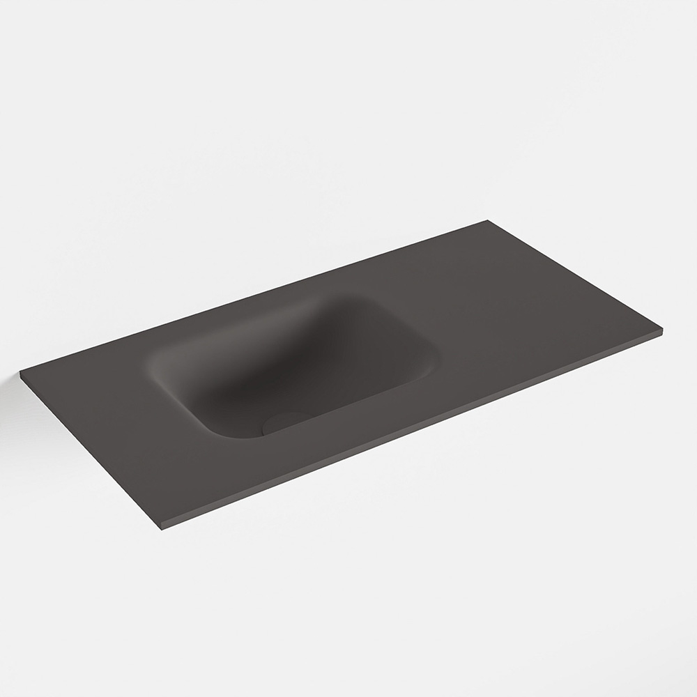 MONDIAZ LEX Dark_grey solid surface inleg wastafel voor toiletmeubel 60cm. Positie wasbak links