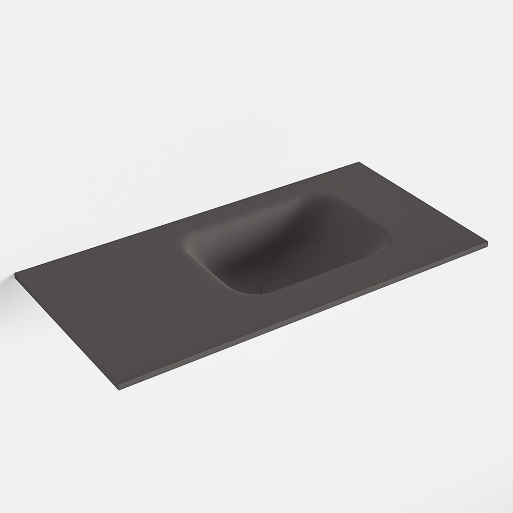 MONDIAZ LEX Dark_grey solid surface inleg wastafel voor toiletmeubel 60cm. Positie wasbak rechts