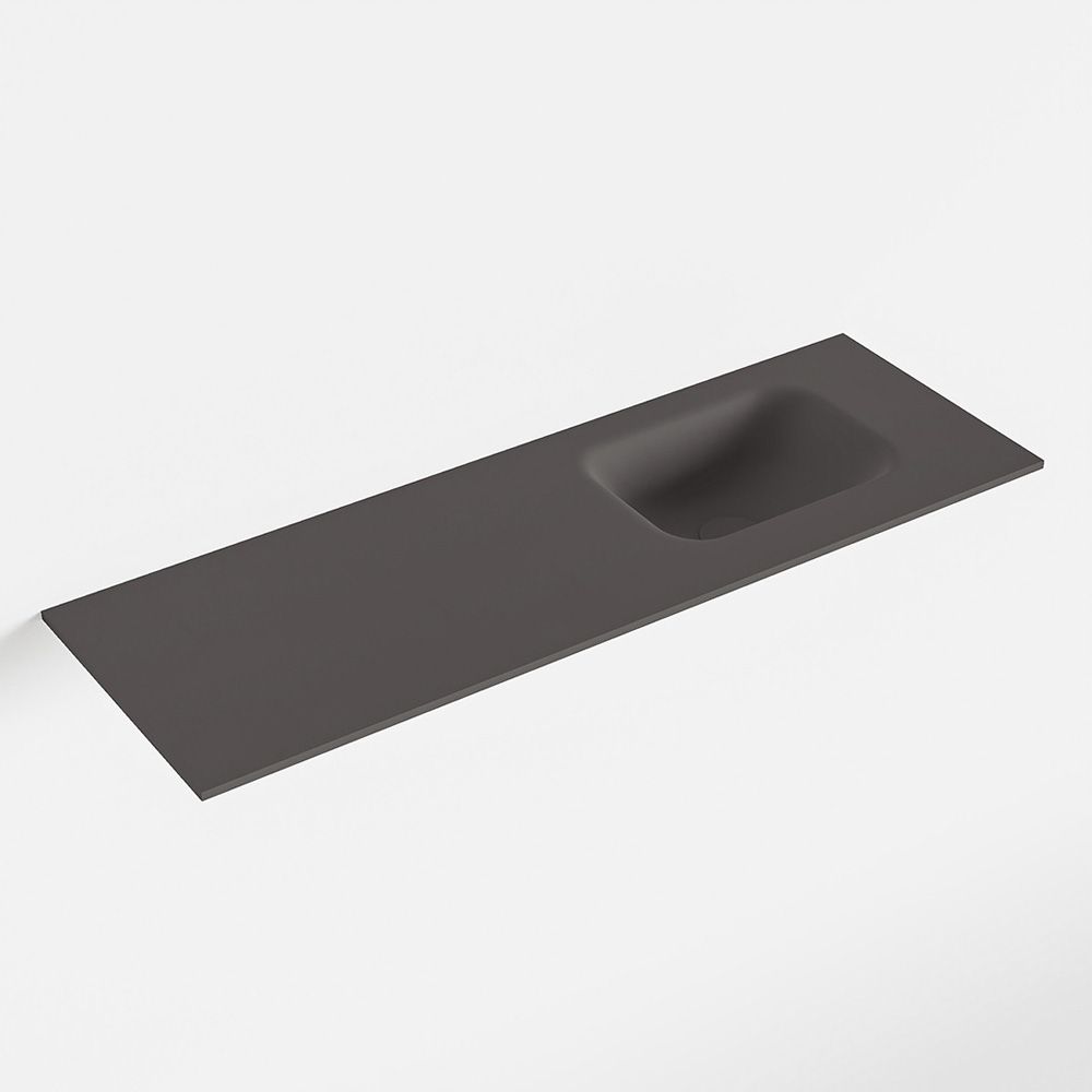 MONDIAZ LEX Dark_grey solid surface inleg wastafel voor toiletmeubel 90cm. Positie wasbak rechts