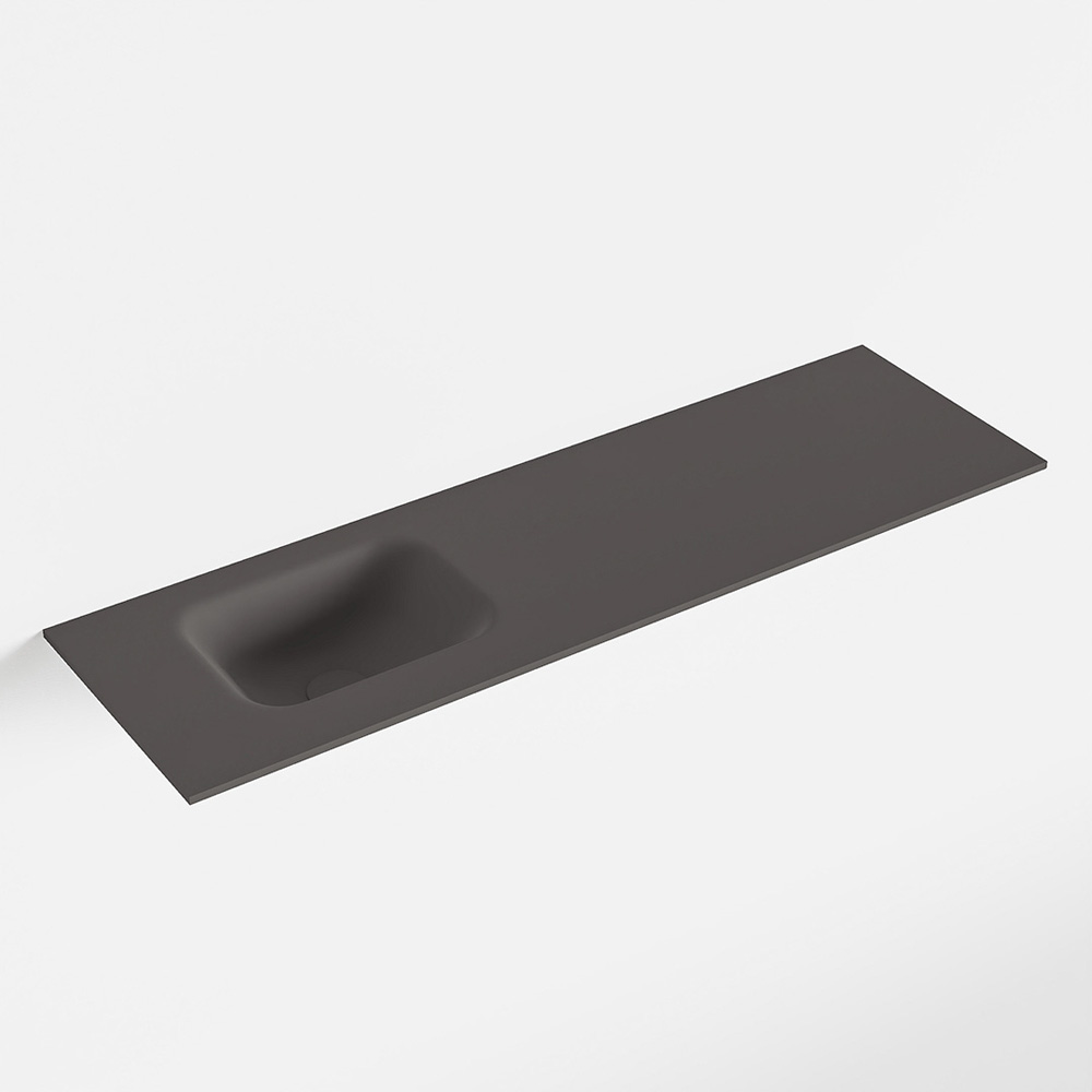MONDIAZ LEX Dark_grey solid surface inleg wastafel voor toiletmeubel 100cm. Positie wasbak links
