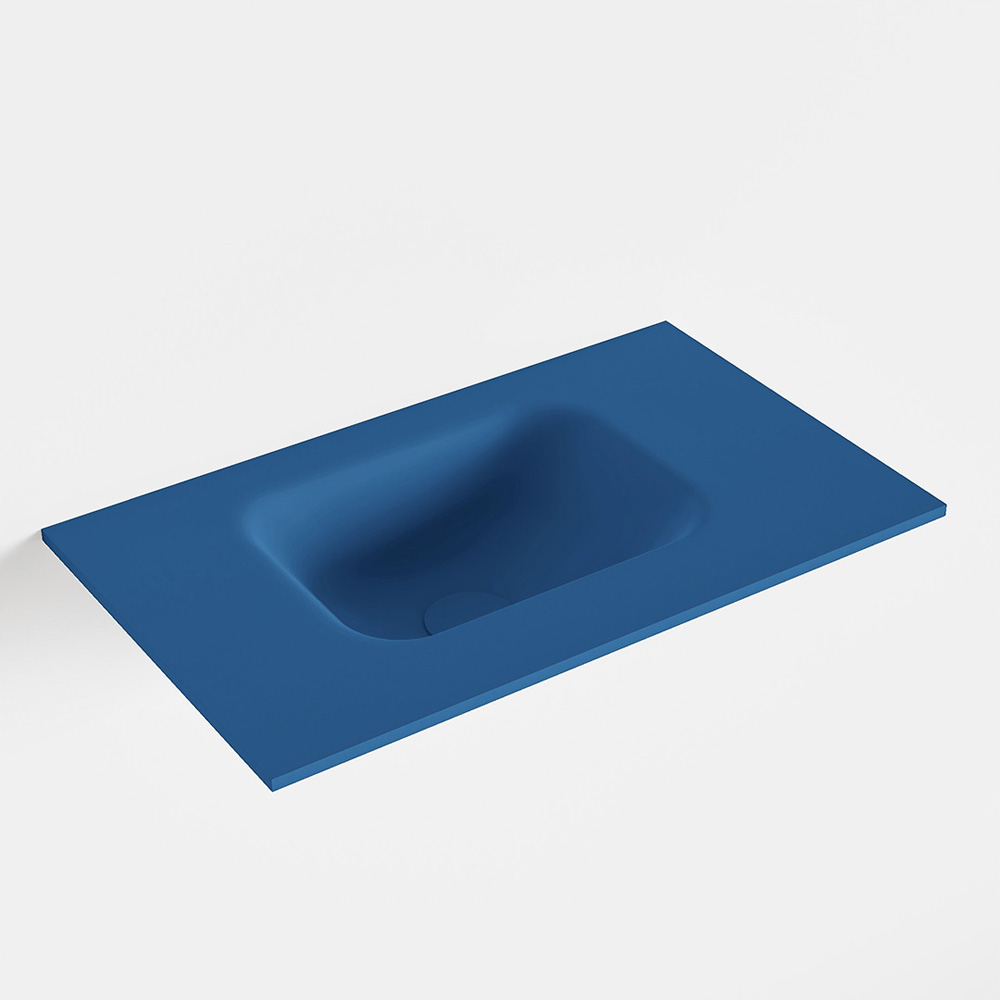 MONDIAZ LEX Jeans solid surface inleg wastafel voor toiletmeubel 50cm. Positie wasbak links