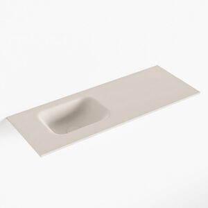 MONDIAZ LEX Linen solid surface inleg wastafel voor toiletmeubel 80cm. Positie wasbak links