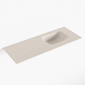 MONDIAZ LEX Linen solid surface inleg wastafel voor toiletmeubel 80cm. Positie wasbak rechts
