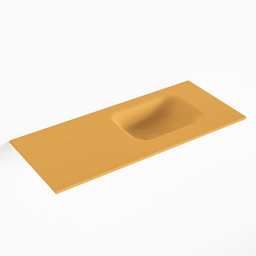 MONDIAZ LEX Ocher solid surface inleg wastafel voor toiletmeubel 70cm. Positie wasbak rechts