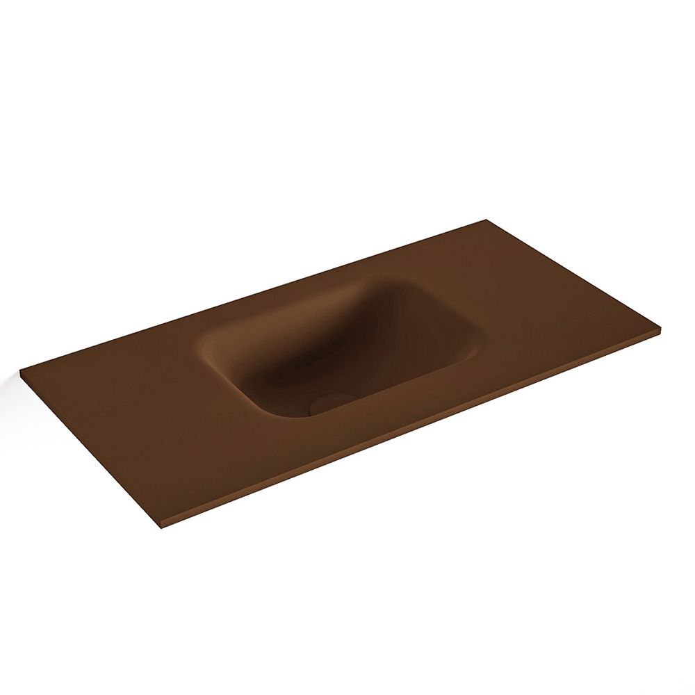 MONDIAZ LEX Rust solid surface inleg wastafel voor toiletmeubel 60cm. Positie wasbak midden