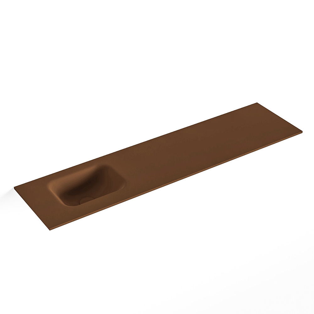 MONDIAZ LEX Rust solid surface inleg wastafel voor toiletmeubel 120cm. Positie wasbak links