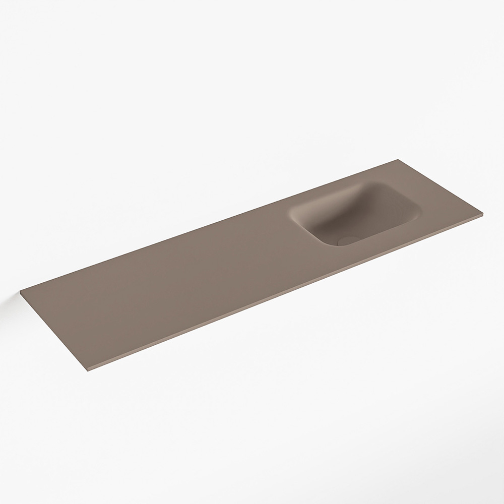 MONDIAZ LEX Smoke solid surface inleg wastafel voor toiletmeubel 100cm. Positie wasbak rechts