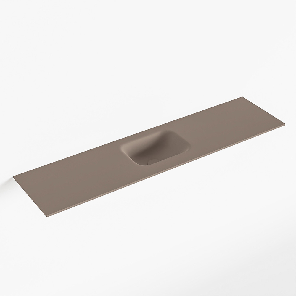 MONDIAZ LEX Smoke solid surface inleg wastafel voor toiletmeubel 120cm. Positie wasbak midden