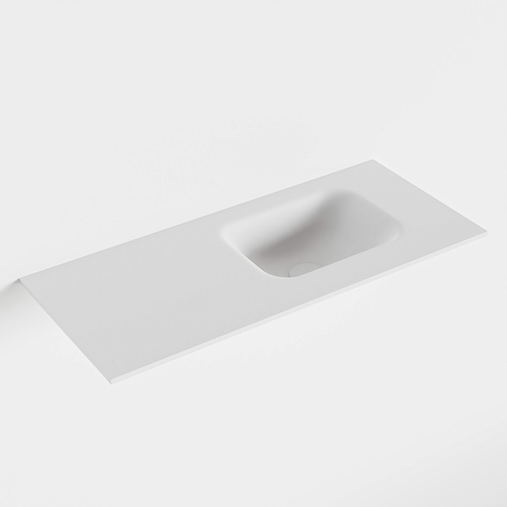 MONDIAZ LEX Talc solid surface inleg wastafel voor toiletmeubel 70cm. Positie wasbak rechts