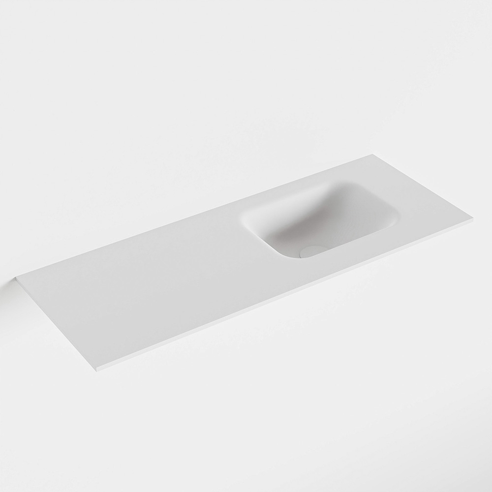 MONDIAZ LEX Talc solid surface inleg wastafel voor toiletmeubel 80cm. Positie wasbak rechts