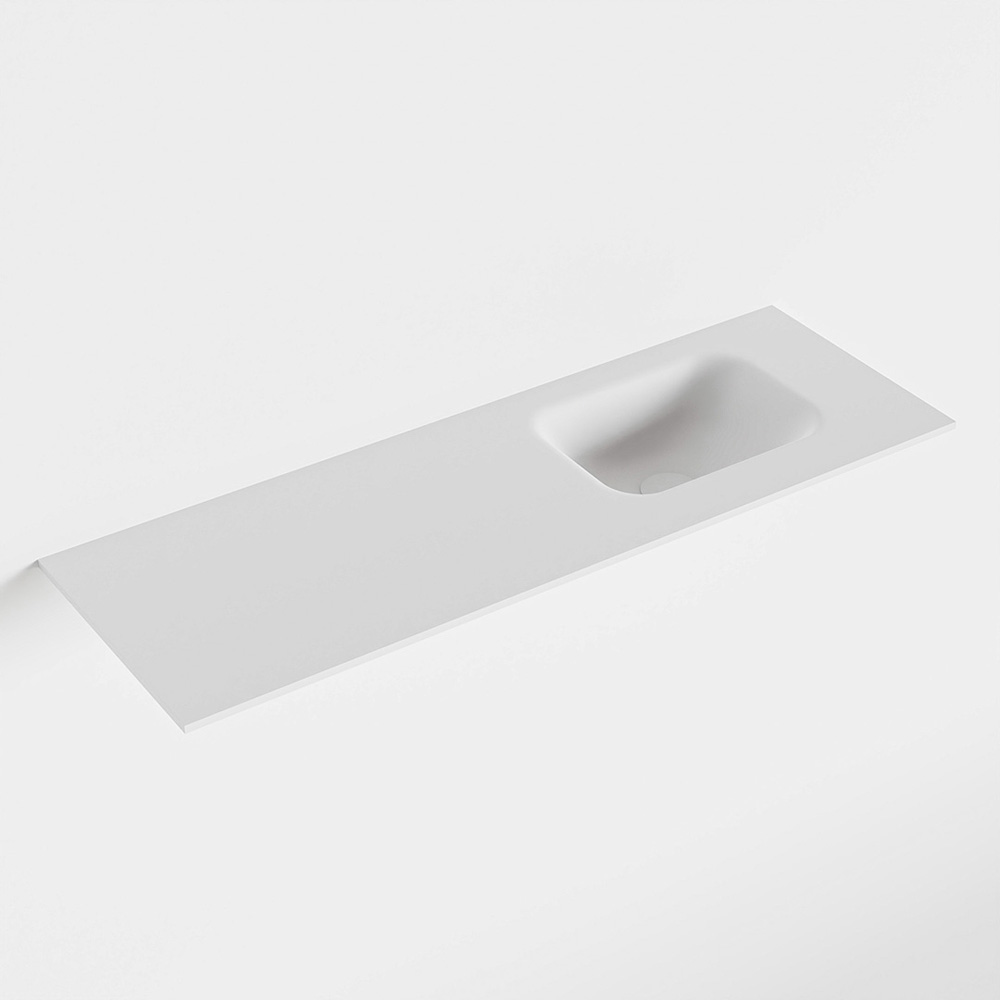 MONDIAZ LEX Talc solid surface inleg wastafel voor toiletmeubel 90cm. Positie wasbak rechts
