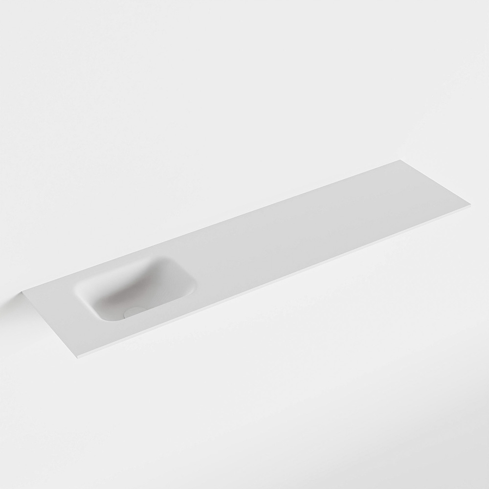 MONDIAZ LEX Talc solid surface inleg wastafel voor toiletmeubel 120cm. Positie wasbak links