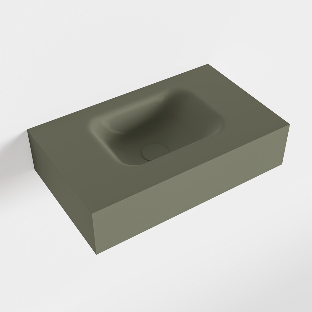 MONDIAZ LEX Army vrijhangende solid surface wastafel 50cm. Positie wasbak midden