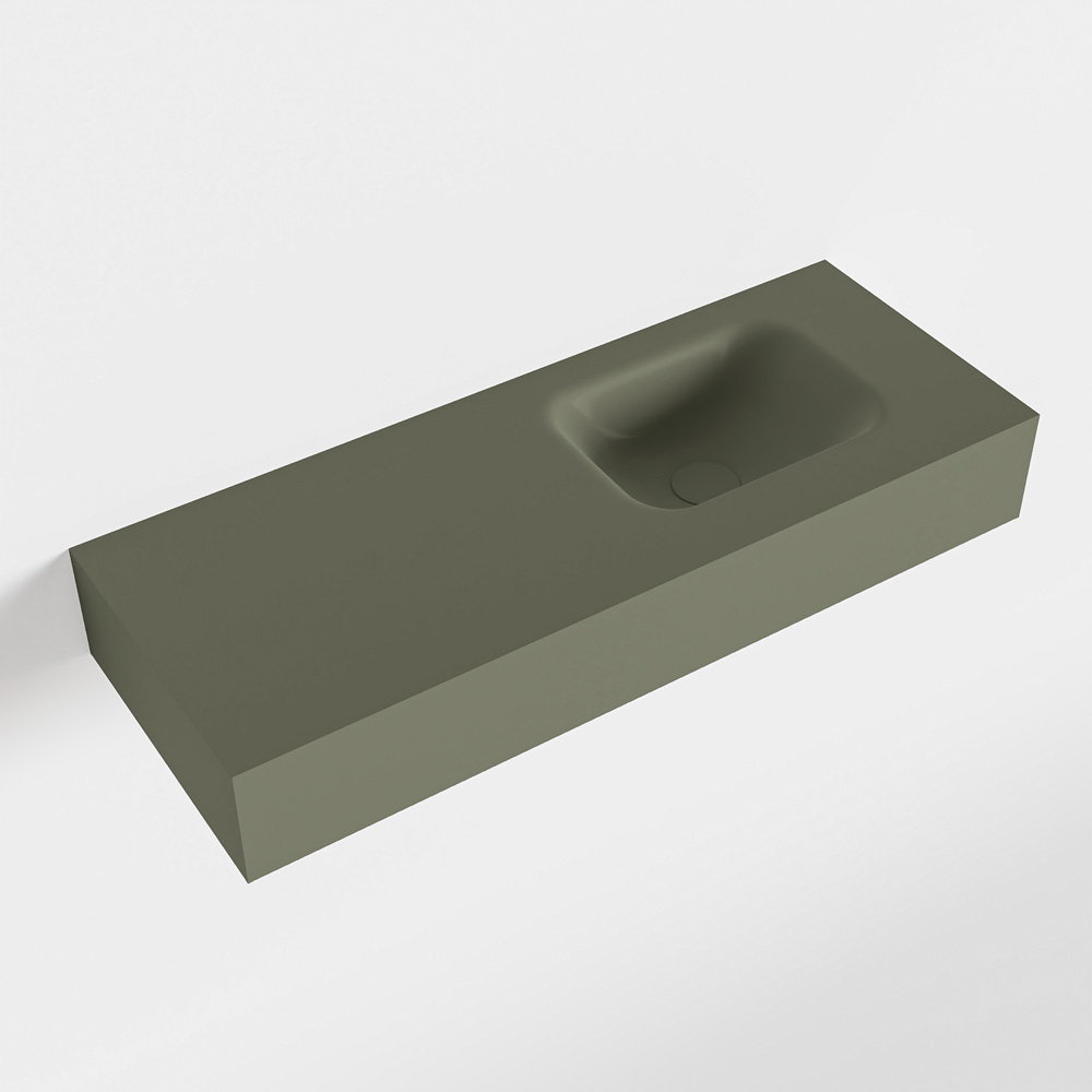 MONDIAZ LEX Army vrijhangende solid surface wastafel 80cm. Positie wasbak rechts