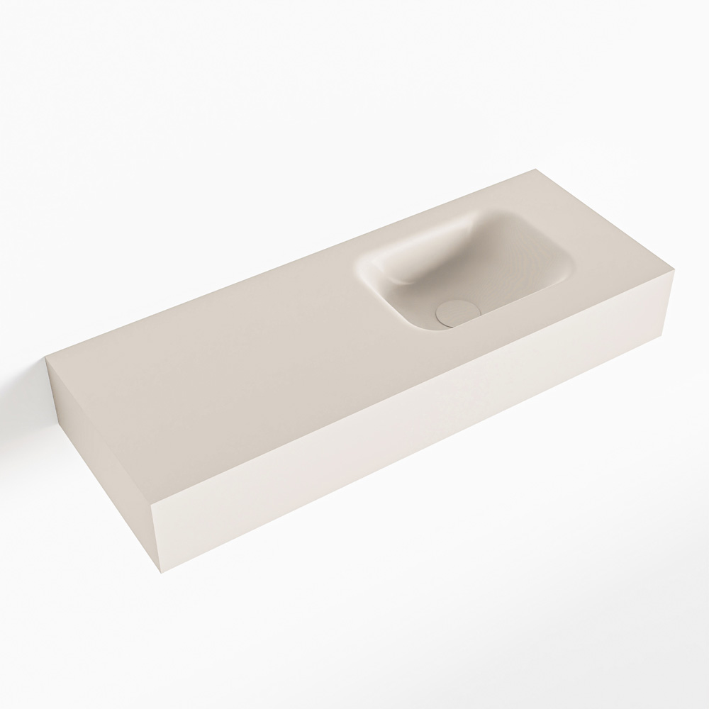 MONDIAZ LEX Linen vrijhangende solid surface wastafel 80cm. Positie wasbak rechts