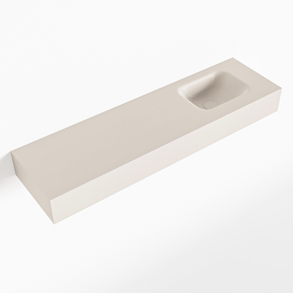 MONDIAZ LEX Linen vrijhangende solid surface wastafel 110cm. Positie wasbak rechts
