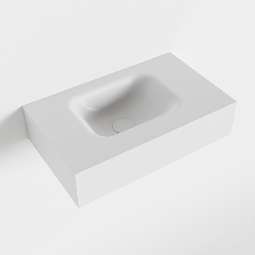 MONDIAZ LEX Talc vrijhangende solid surface wastafel 50cm. Positie wasbak links