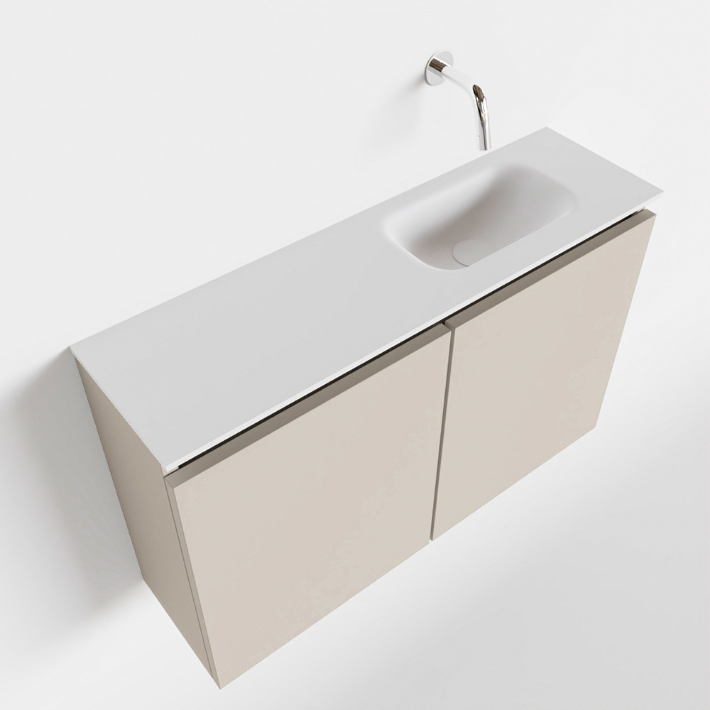 MONDIAZ TURE 80cm toiletmeubel linen. EDEN wastafel talc rechts geen kraangat