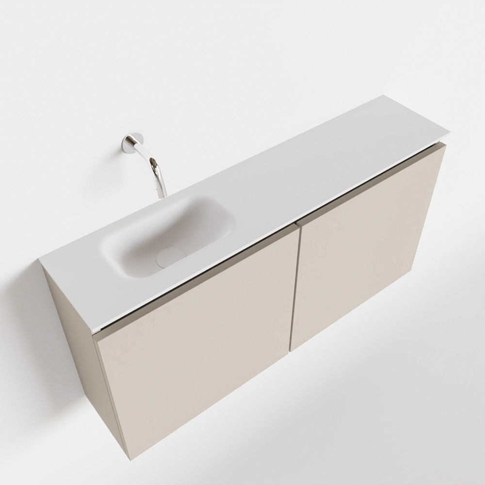 MONDIAZ TURE 100cm toiletmeubel linen. EDEN wastafel talc links geen kraangat