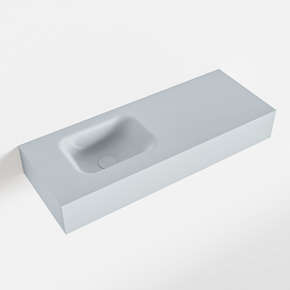 MONDIAZ LEX Clay vrijhangende solid surface wastafel 80cm. Positie wasbak links