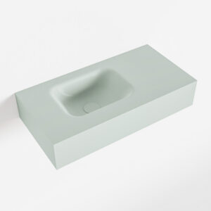 MONDIAZ LEX Greey vrijhangende solid surface wastafel 60cm. Positie wasbak links