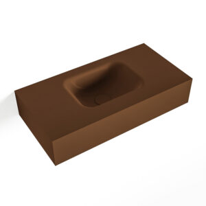 MONDIAZ LEX Rust vrijhangende solid surface wastafel 60cm. Positie wasbak midden