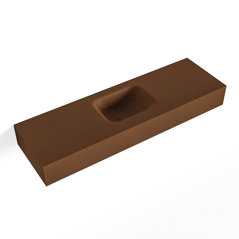 MONDIAZ LEX Rust vrijhangende solid surface wastafel 100cm. Positie wasbak midden