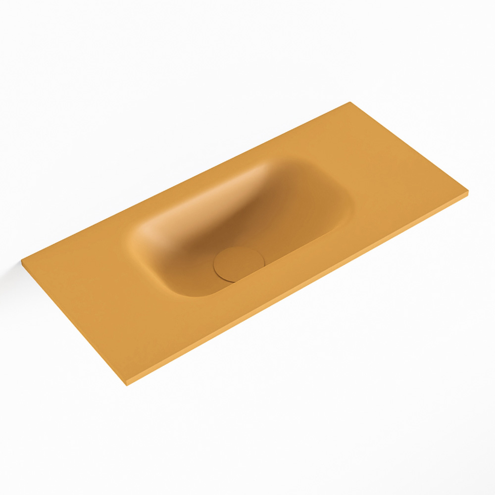 MONDIAZ EDEN Ocher solid surface inleg wastafel voor toiletmeubel 50cm. Positie wasbak links