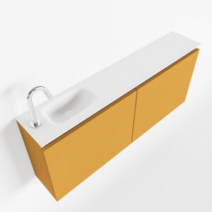 MONDIAZ TURE 120cm toiletmeubel ocher. EDEN wastafel talc links 1 kraangat
