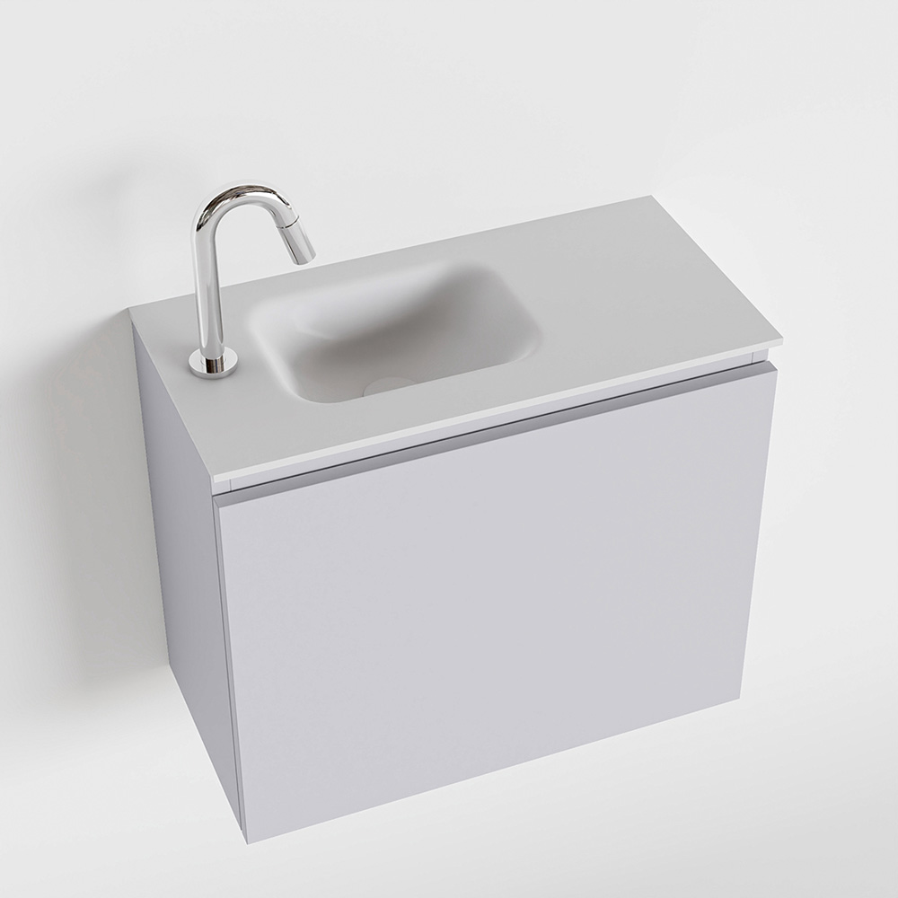 MONDIAZ OLAN 60cm toiletmeubel cale. LEX wastafel talc links 1 kraangat