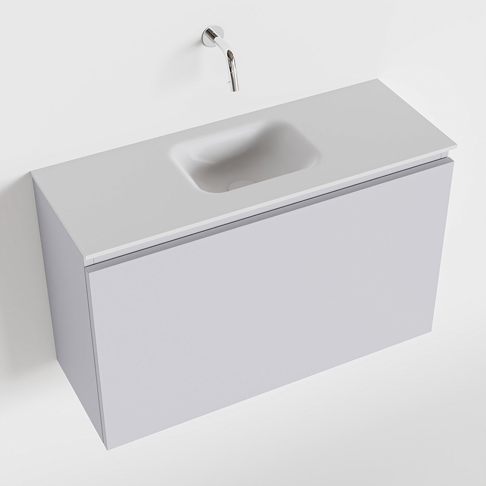 MONDIAZ OLAN 80cm toiletmeubel cale. LEX wastafel talc midden geen kraangat