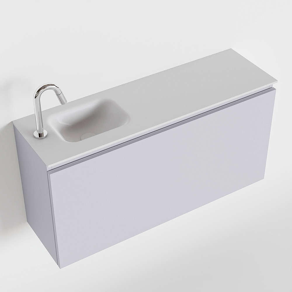 MONDIAZ OLAN 100cm toiletmeubel cale. LEX wastafel talc links 1 kraangat