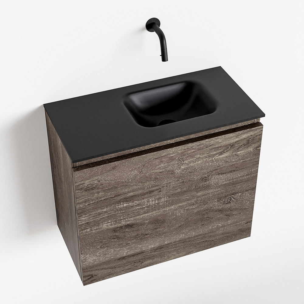 MONDIAZ OLAN 60cm toiletmeubel dark brown. LEX wastafel urban rechts geen kraangat