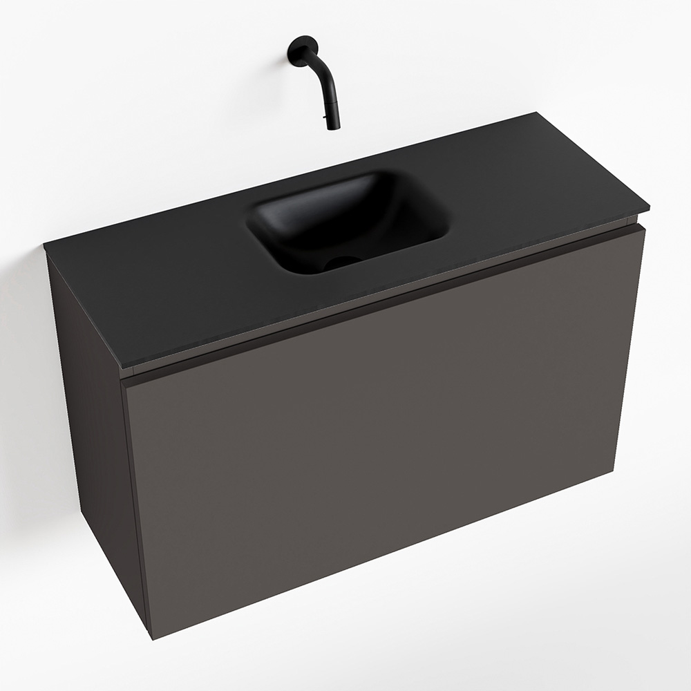 MONDIAZ OLAN 80cm toiletmeubel dark grey. LEX wastafel urban midden geen kraangat